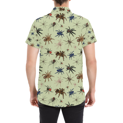 Tarantula Pattern Print Design 02 Men's Short Sleeve Button Up Shirt