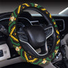 Kente Green Design African Print Steering Wheel Cover with Elastic Edge