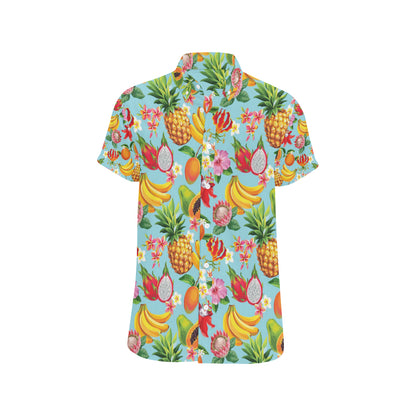 Tropical Fruits Pattern Print Design TF01 Men's Short Sleeve Button Up Shirt