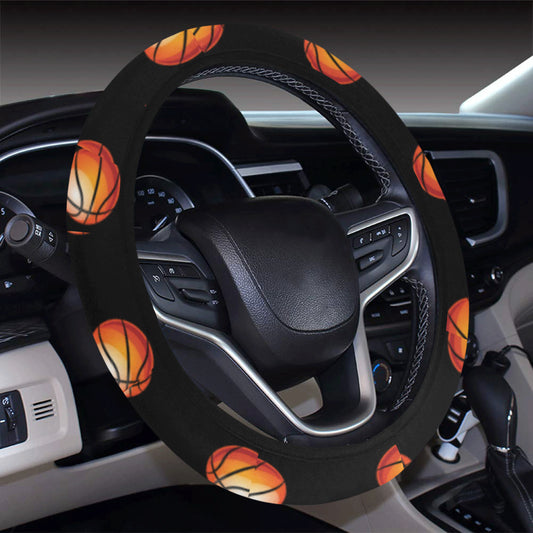 Basketball Pattern Print Design 01 Steering Wheel Cover with Elastic Edge