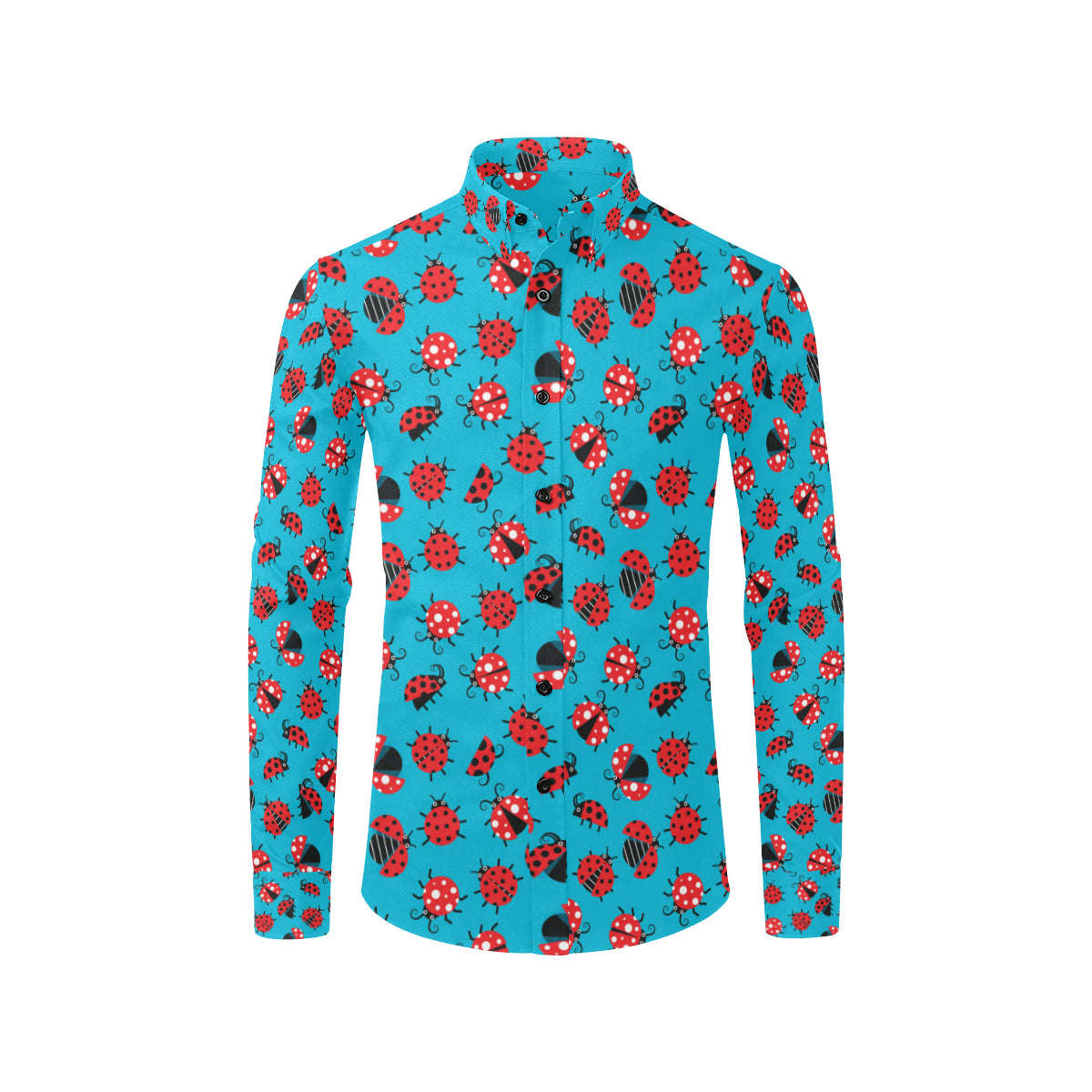 Ladybug Action Print Pattern Men's Long Sleeve Shirt