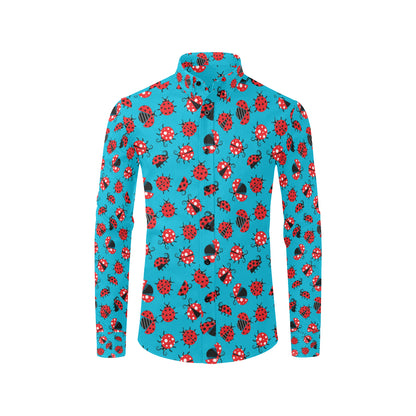 Ladybug Action Print Pattern Men's Long Sleeve Shirt
