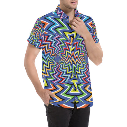 Optical illusion Pattern Print Design A02 Men's Short Sleeve Button Up Shirt
