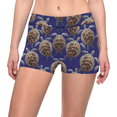 Sea Turtle Pattern Print Design T05 Yoga Shorts