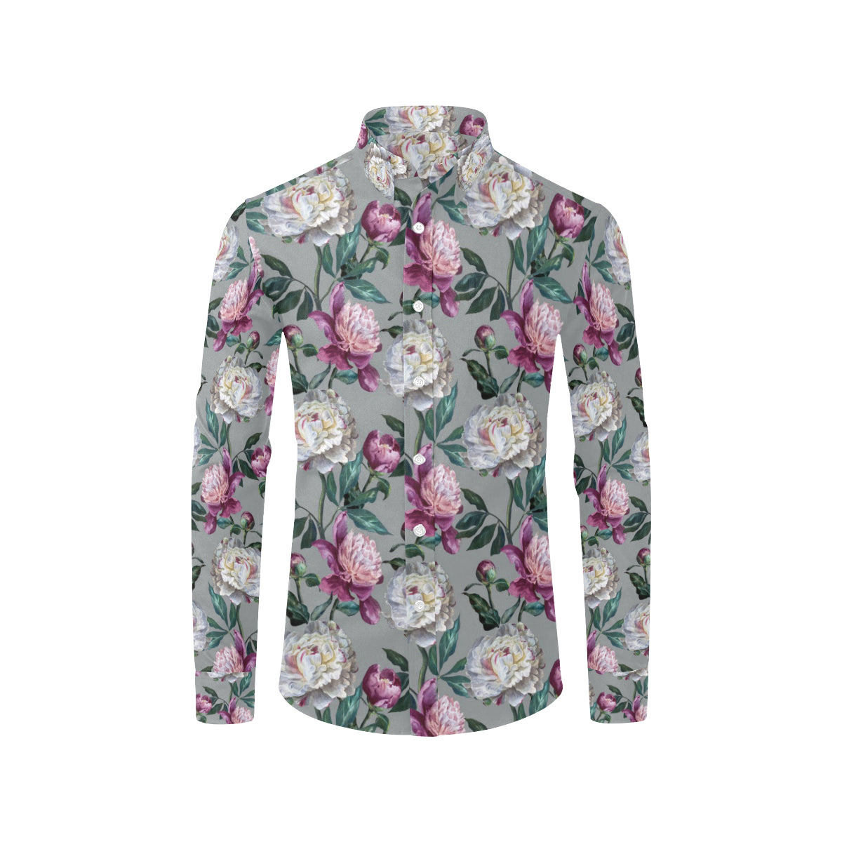 Peony Pattern Print Design PE01 Men's Long Sleeve Shirt