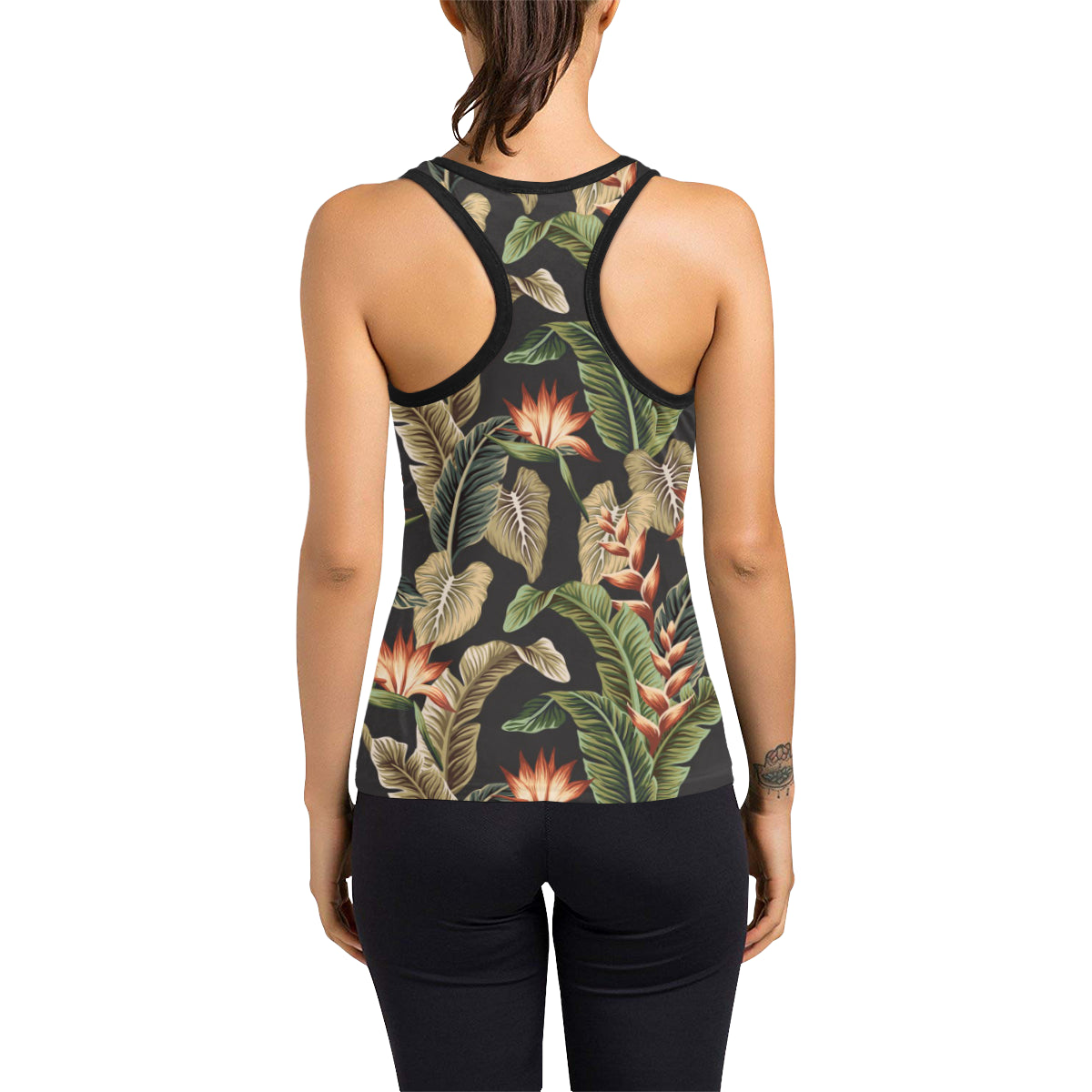 Tropical Flower Pattern Print Design TF014 Women's Racerback Tank Top