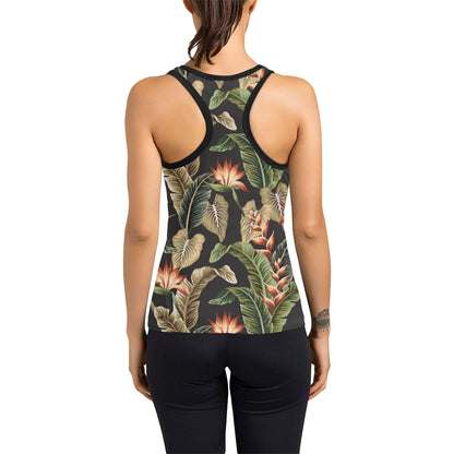 Tropical Flower Pattern Print Design TF014 Women's Racerback Tank Top