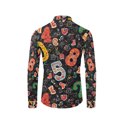 Number Pattern Print Design A03 Men's Long Sleeve Shirt