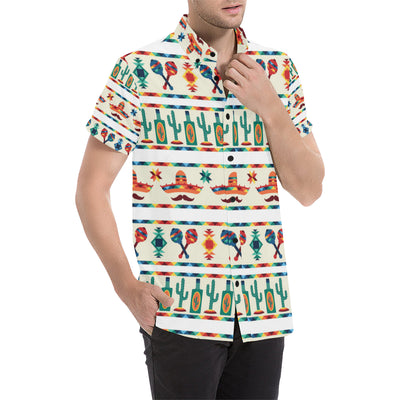 Maracas Mexican Pattern Print Design 01 Men's Short Sleeve Button Up Shirt