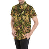 Camo Realistic Tree Forest Texture Print Men's Short Sleeve Button Up Shirt