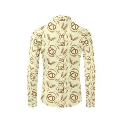 Agricultural Windmills Print Design 03 Men's Long Sleeve Shirt