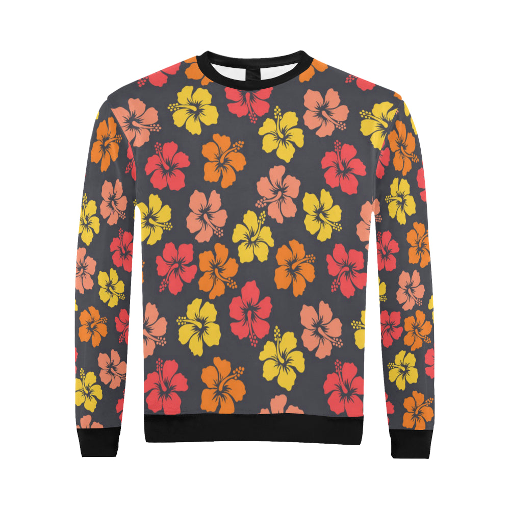 Hibiscus Pattern Print Design HB024 Men Long Sleeve Sweatshirt