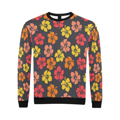 Hibiscus Pattern Print Design HB024 Men Long Sleeve Sweatshirt