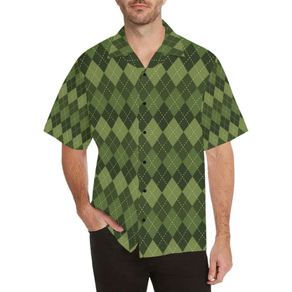 Argyle Green Pattern Print Design 01 Men's Hawaiian Shirt
