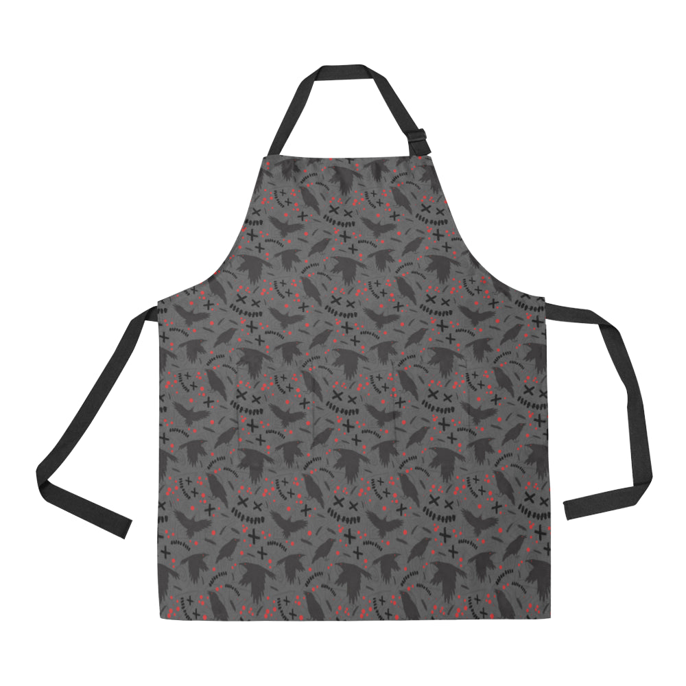 Crow Pattern Print Design 02 Apron with Pocket