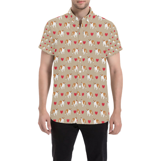 Bulldogs Pattern Print Design 02 Men's Short Sleeve Button Up Shirt