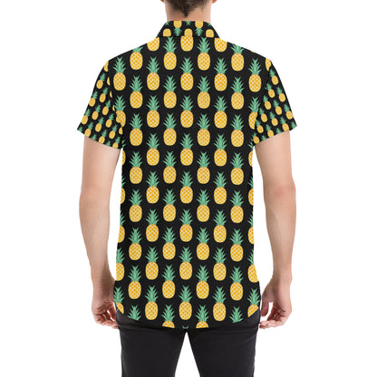 Pineapple Pattern Print Design A03 Men's Short Sleeve Button Up Shirt
