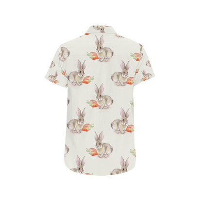 Rabbit Pattern Print Design 01 Men's Short Sleeve Button Up Shirt