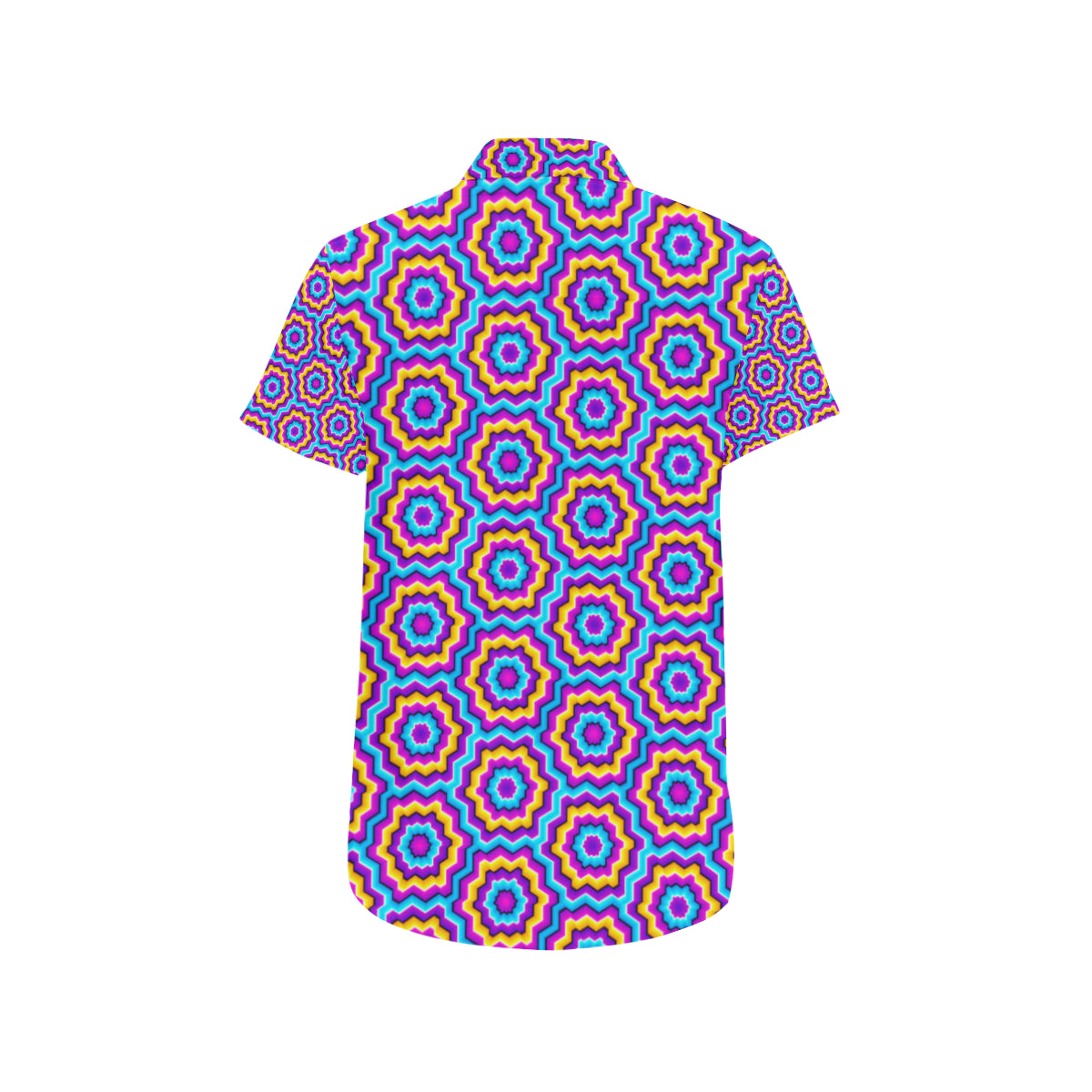 Optical illusion Techno Movement Men's Short Sleeve Button Up Shirt