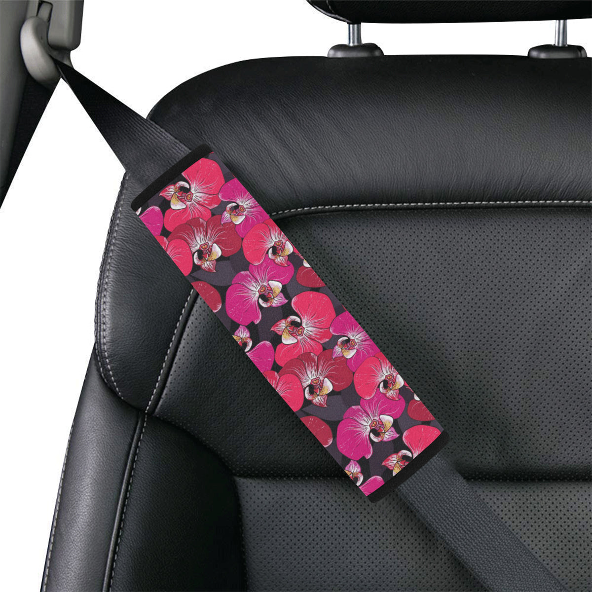 Orchid Red Pattern Print Design OR05 Car Seat Belt Cover