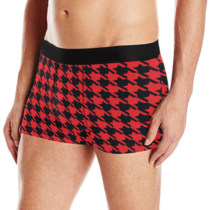 Houndstooth Red Pattern Print Design 03 Men's Boxer Briefs