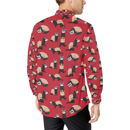 Ferret Pattern Print Design 02 Men's Long Sleeve Shirt