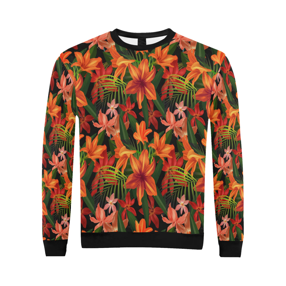 Amaryllis Pattern Print Design AL05 Men Long Sleeve Sweatshirt