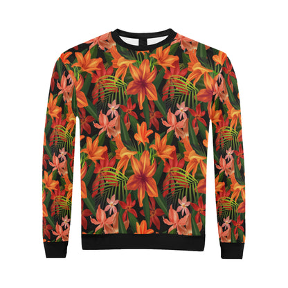 Amaryllis Pattern Print Design AL05 Men Long Sleeve Sweatshirt