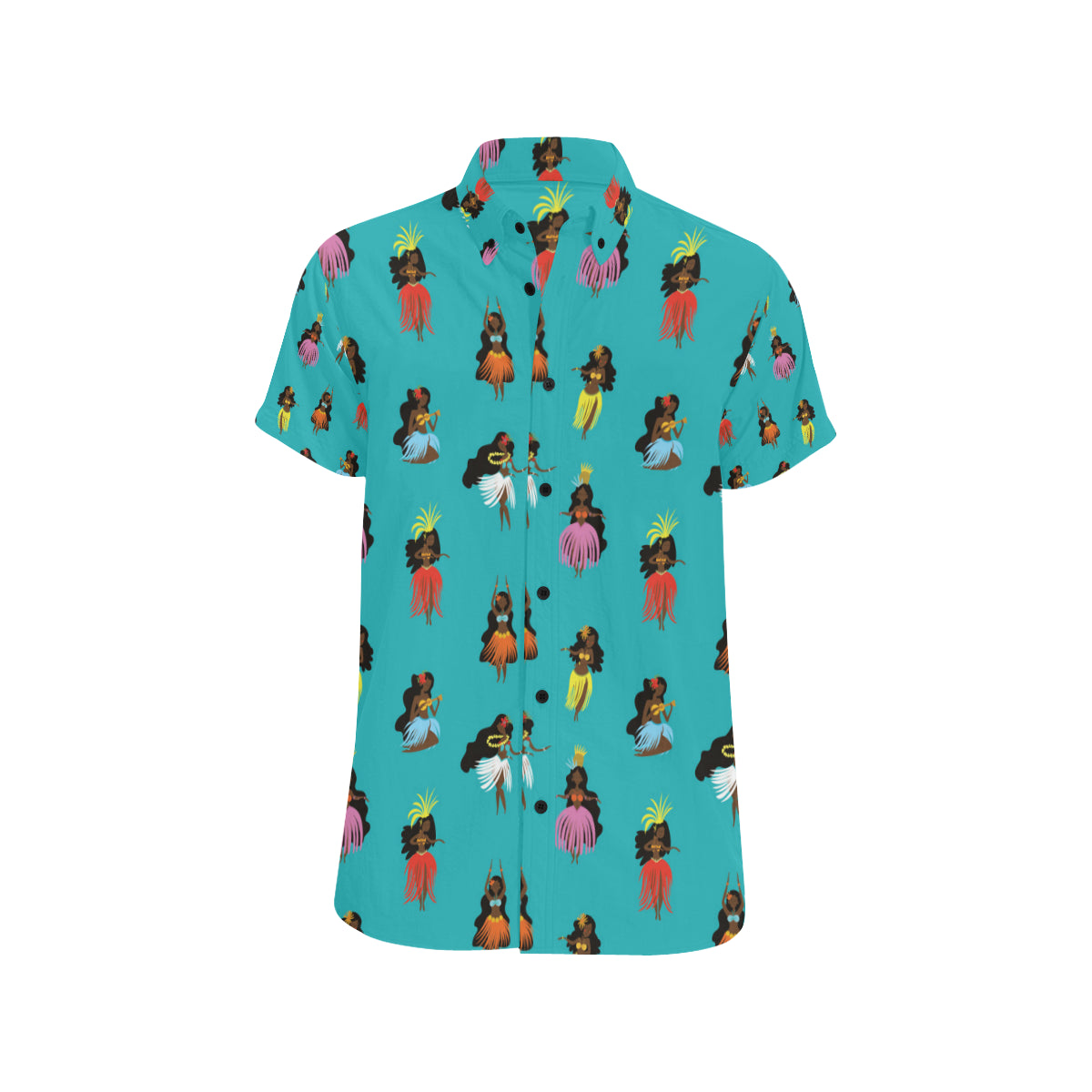 Hula Dancers Pattern Print Design 04 Men's Short Sleeve Button Up Shirt