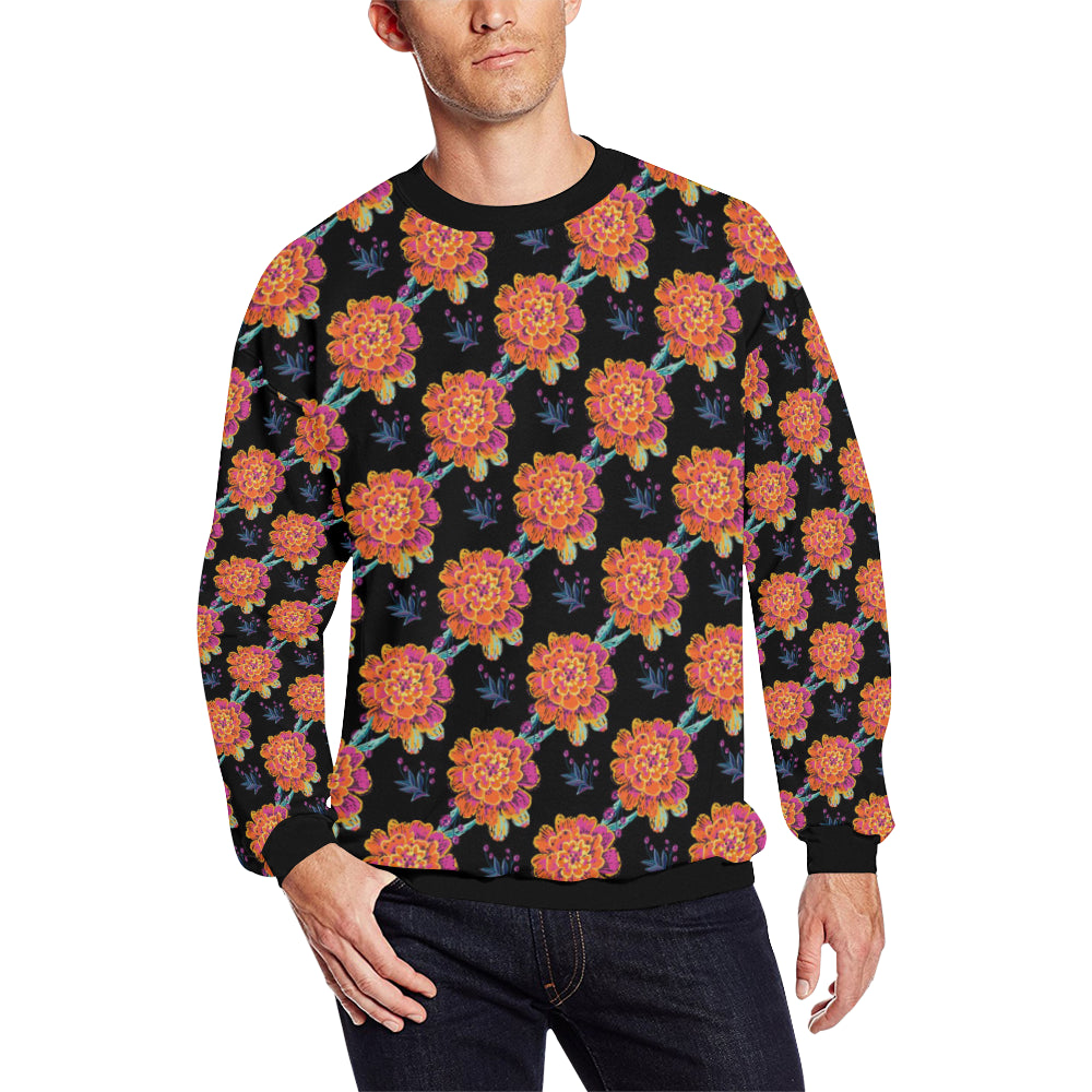 Marigold Pattern Print Design MR04 Men Long Sleeve Sweatshirt