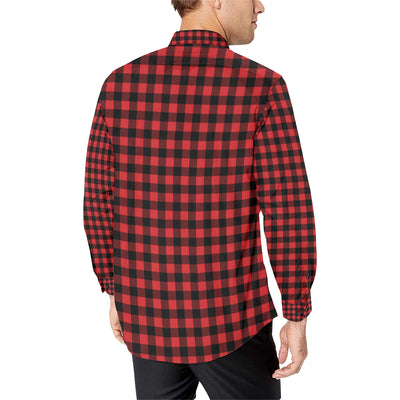 Red Black Buffalo Tartan Plaid Pattern Men's Long Sleeve Shirt