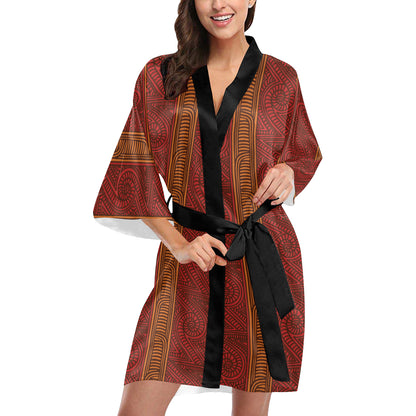 Maori Pattern Print Design 05 Women's Short Kimono
