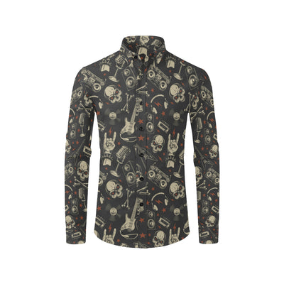 Rock and Roll Skull Pattern Print Design A03 Men's Long Sleeve Shirt