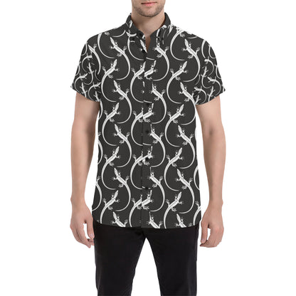 lizard Pattern Print Design 01 Men's Short Sleeve Button Up Shirt