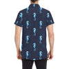 SeaHorse Blue neon Pattern Print Design 03 Men's Short Sleeve Button Up Shirt