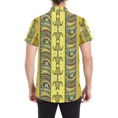 Polynesian Turtle Hawaiian Design Print Men's Short Sleeve Button Up Shirt