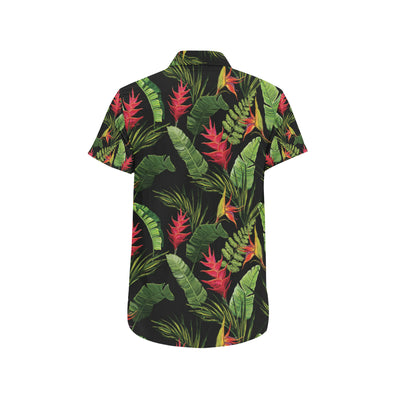 Bird Of Paradise Pattern Print Design BOP010 Men's Short Sleeve Button Up Shirt