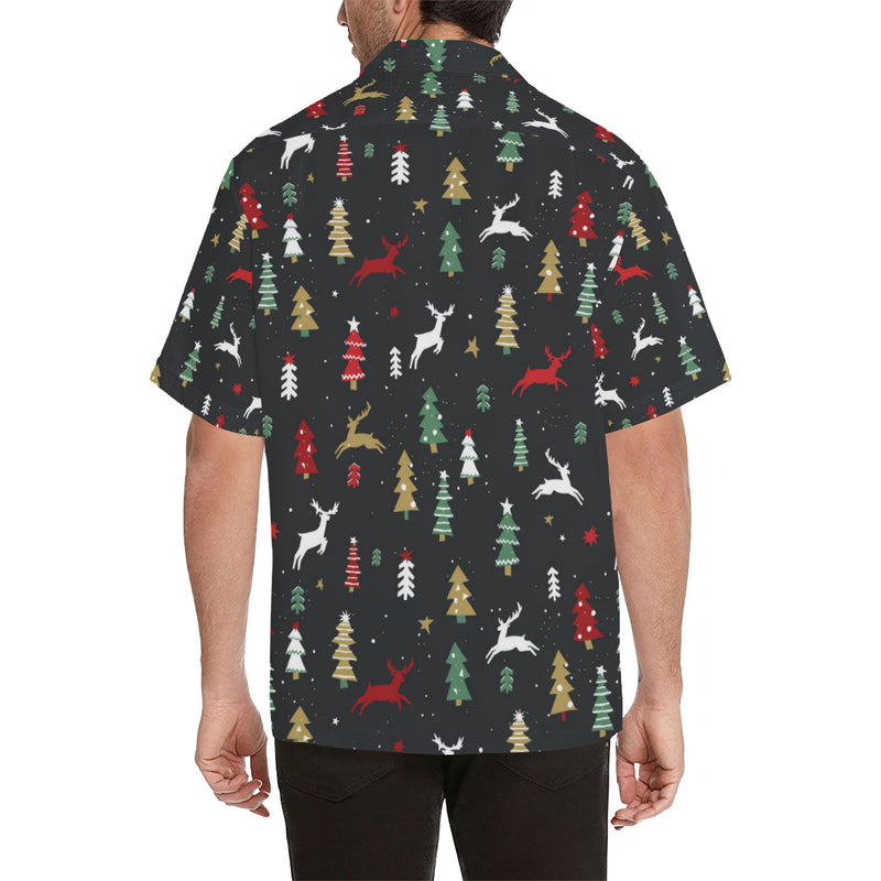 Christmas Tree Deer Style Pattern Print Design 03 Men's Hawaiian Shirt