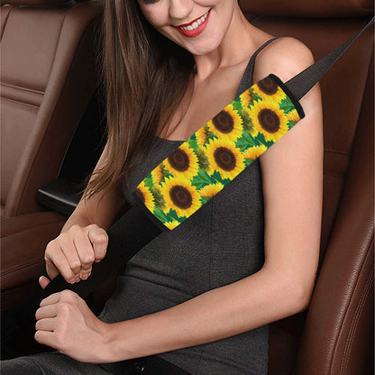 Sunflower Pattern Print Design SF02 Car Seat Belt Cover