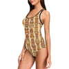 Tiki Orange Vertical Pattern Women Swimsuit