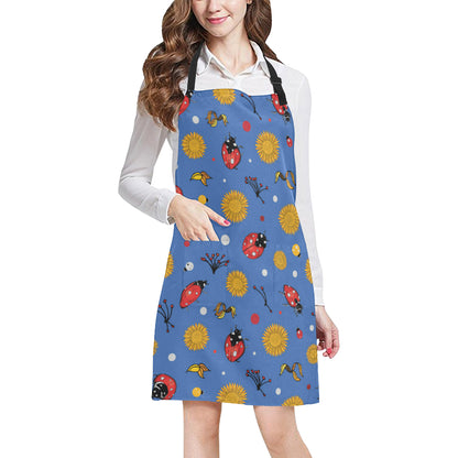 Ladybug Pattern Print Design 05 Apron with Pocket