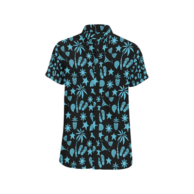 Beach Scene Pattern Print Design 03 Men's Short Sleeve Button Up Shirt