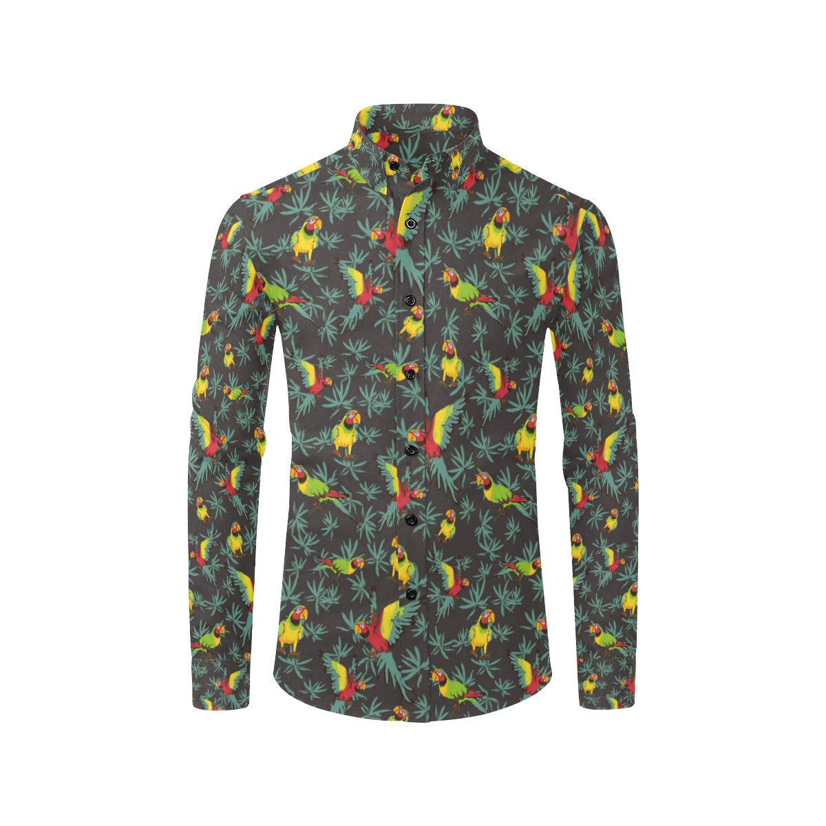 Parrot Themed Print Men's Long Sleeve Shirt