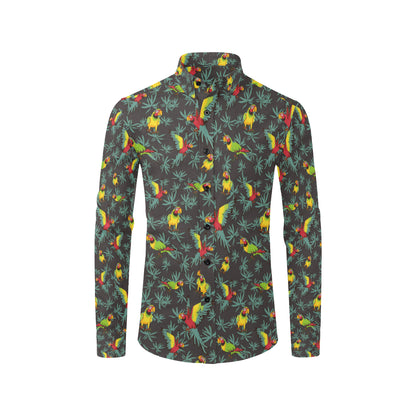 Parrot Themed Print Men's Long Sleeve Shirt