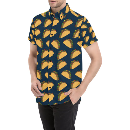 Taco Pattern Print Design TC04 Men's Short Sleeve Button Up Shirt