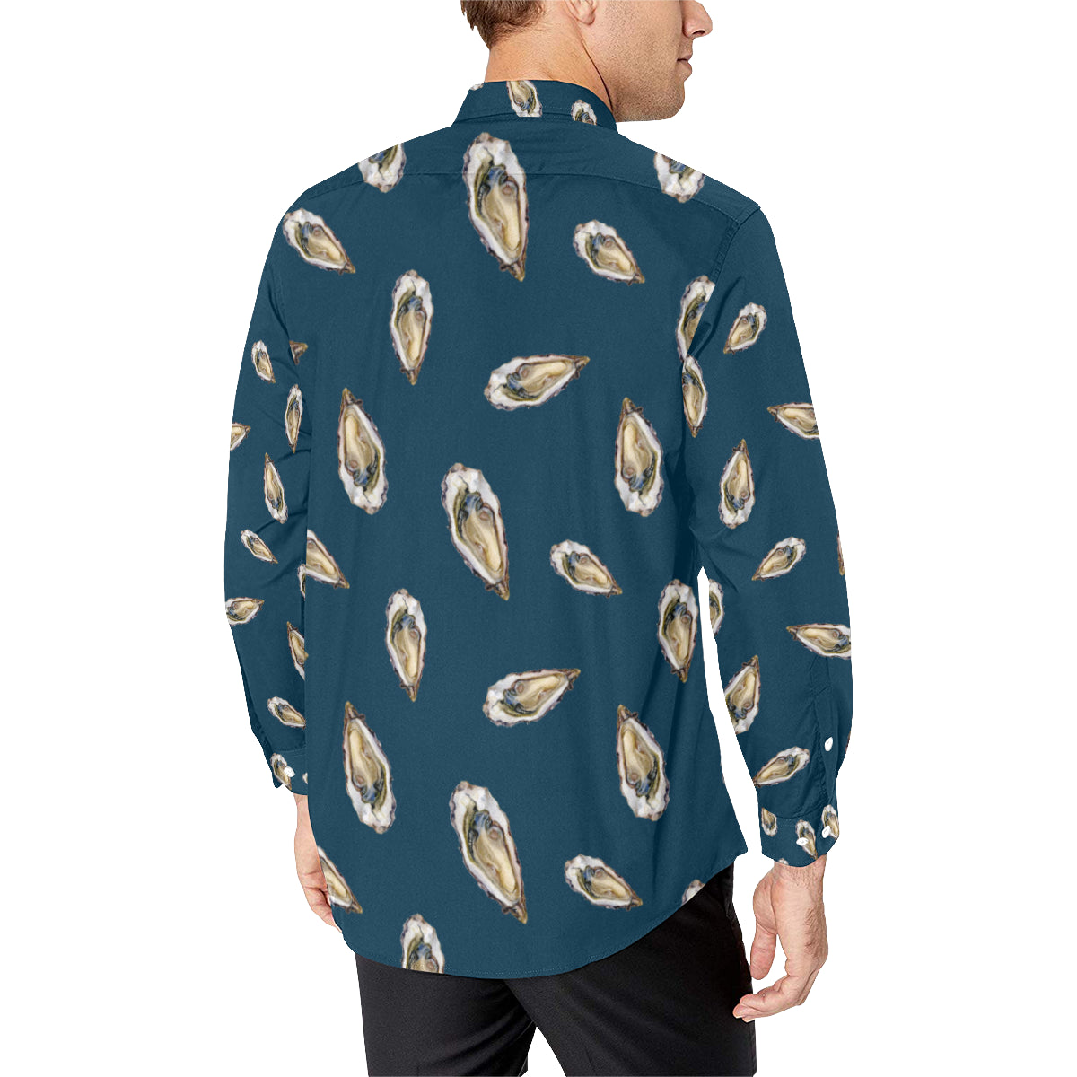 Oyster Pattern Print Design 03 Men's Long Sleeve Shirt