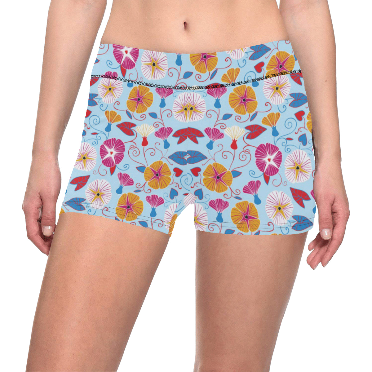 Morning Glory Pattern Print Design MG06 Yoga Shorts