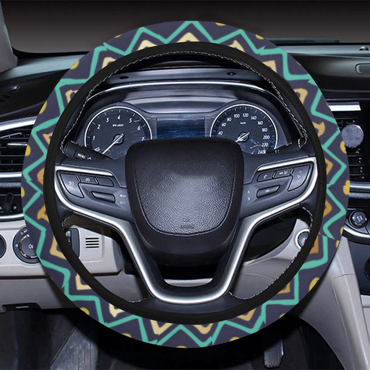 Multicolor Tribal aztec Steering Wheel Cover with Elastic Edge