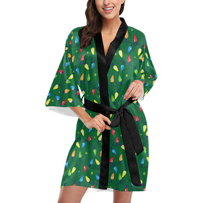 Christmas Light Pattern Print Design 02 Women's Short Kimono