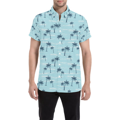 Palm Tree Pattern Print Design PT04 Men's Short Sleeve Button Up Shirt